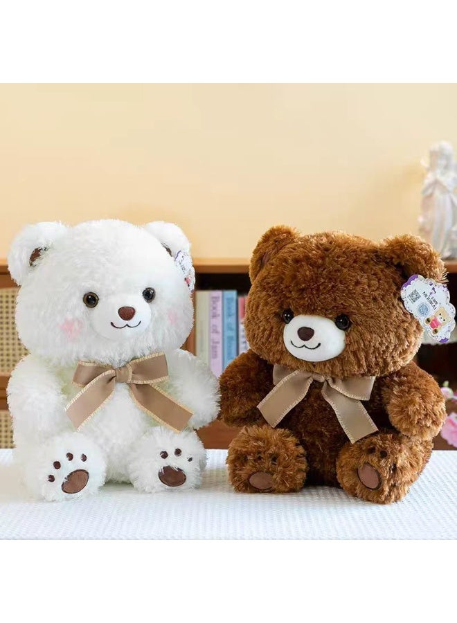 تشيندا دمية دب أبيض ناعمة للغاية مع ربطة عنق رفيق مثالي للاستخدام اليومي - 30 سم - Image 4